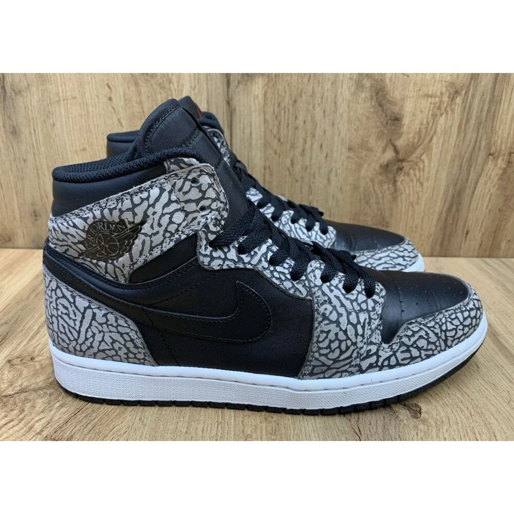 Nike Air Jordan 1 Retro High OG Elephant Print Black Cement 839115-013 Size 10